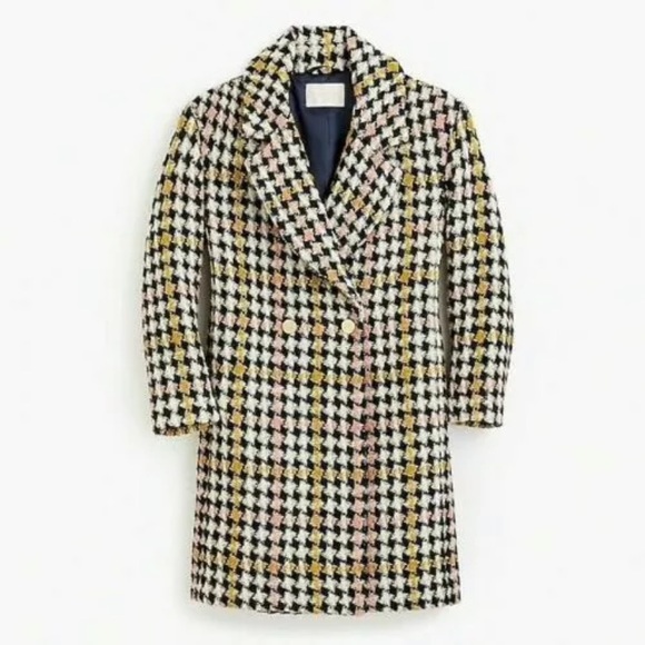 J.CREW COLLECTION LUREX TWEED OVERSIZED COAT PEACH BLACK J8515 SIZE 8~NWT $398 - Picture 3 of 5